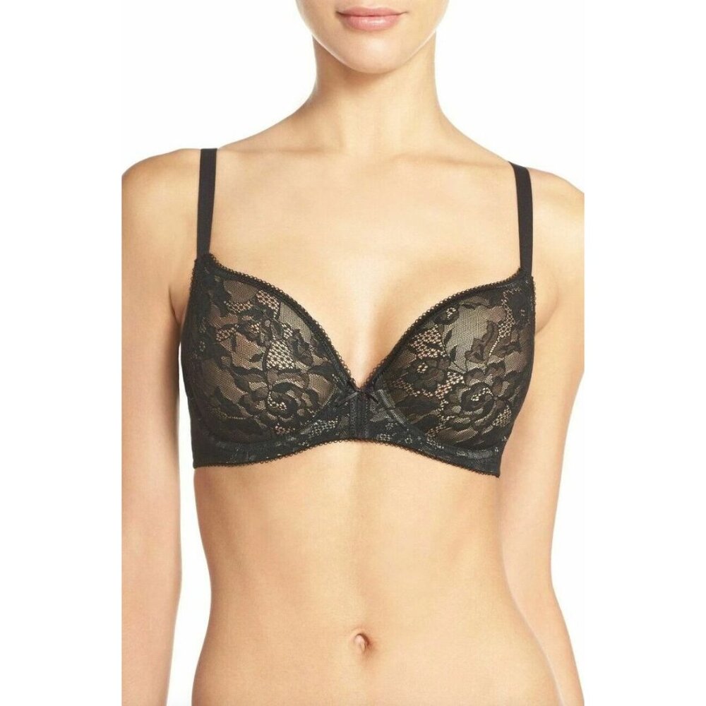 NEW Wacoal Womens‎ 34C Black Lace Underwire Bra Dual Layer Support 853201
